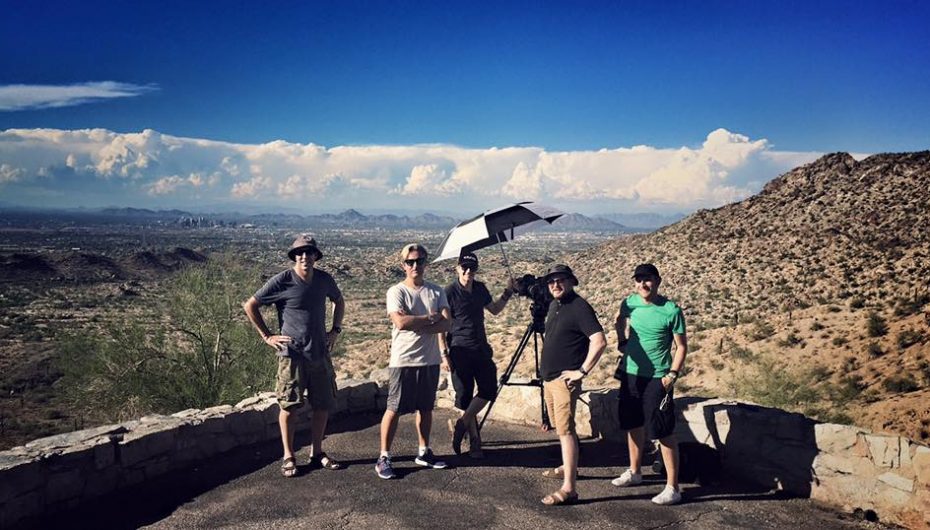 Light film crew in Phoenix Arizona filming for ICE